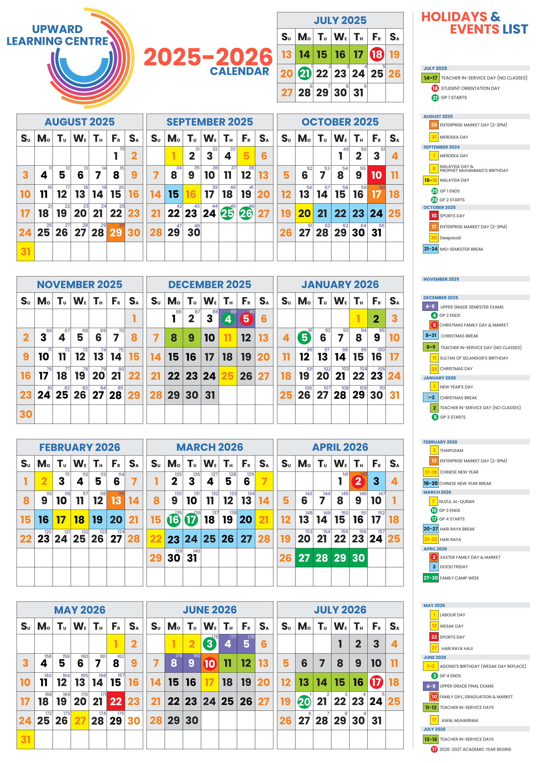 ULC School Calendar